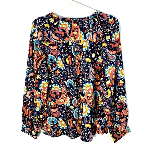 Loft Paisley Shimmer Mystical Creatures Print Top - Multicolor size LP - Picture 9 of 12